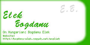 elek bogdanu business card